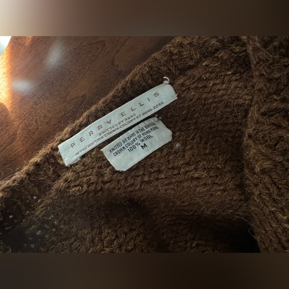 VINTAGE AW 1989 PERRY ELLIS BY MARC JACOBS BUBBLE BROWN SWEATER - Picture 5 of 5